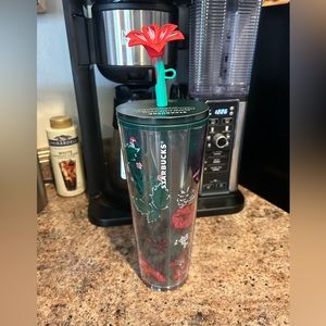 Starbucks floral tumbler with straw topper